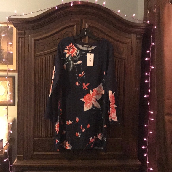 Floral Long-Sleeved Dress - Picture 1 of 5